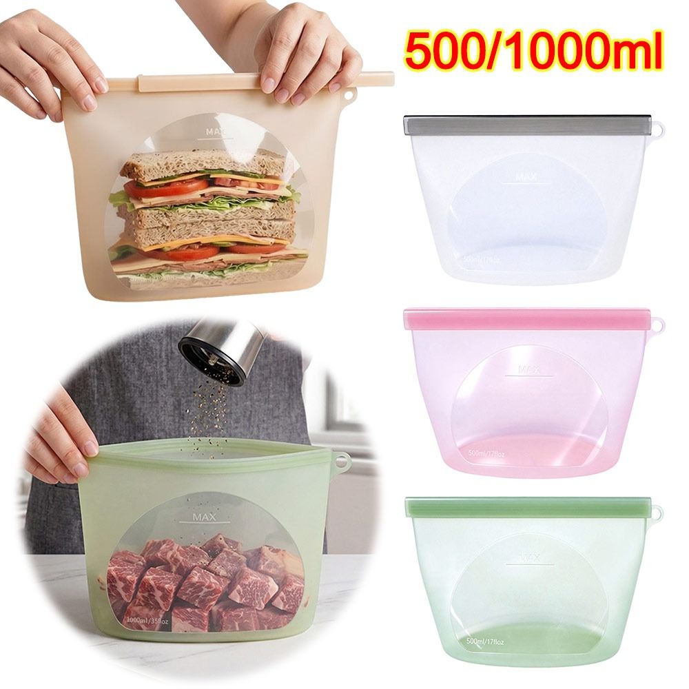 Food Storage Bags Reusable - Kantong Penyimpanan Makanan Silikon Anti Lembab,