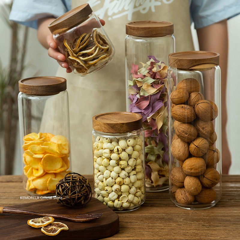 Food Storage Glass Containers - Botol penyimpanan dapur, wadah toples permen,