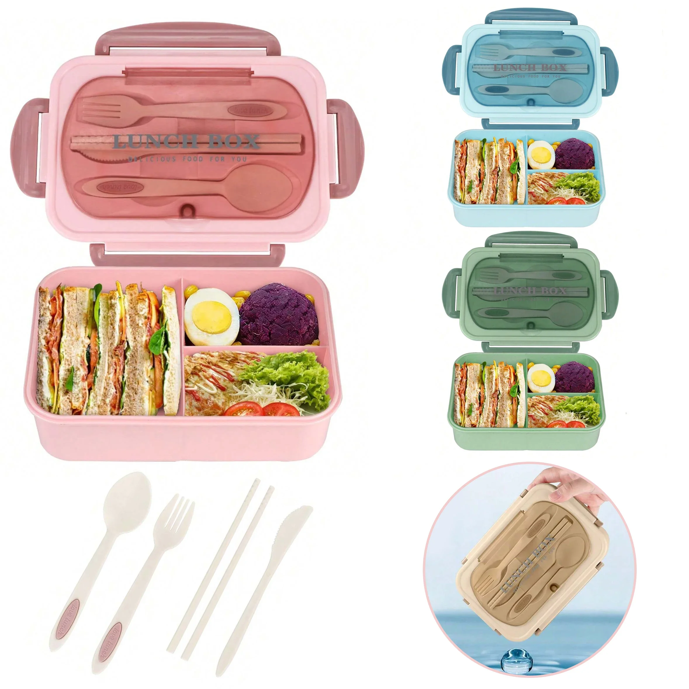 Food Storage With Compartments - Kotak Bento Dewasa dengan 3 Kompartemen