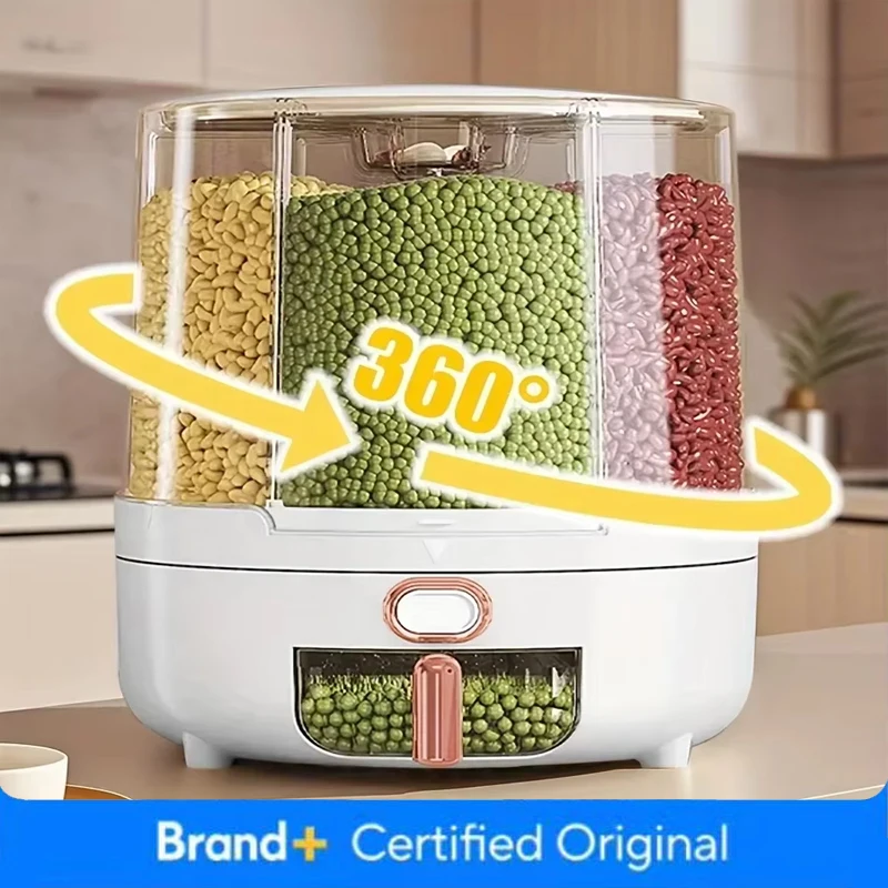 Food Storage With Compartments - 6-Kompartemen 360 ° Wadah Penyimpanan Makanan