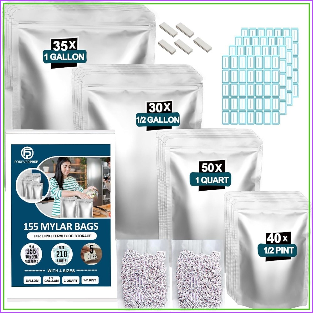 Food Storage Long Term - 155 Kantong Mylar dengan 155 Penyerap