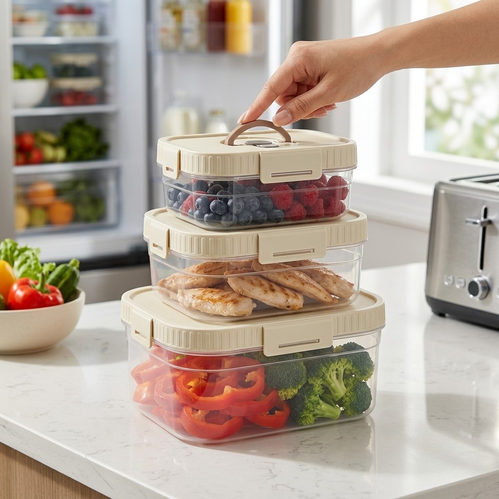 Food Storage Refrigerator - Wadah Penyimpanan Makanan Dapat Ditumpuk Dengan