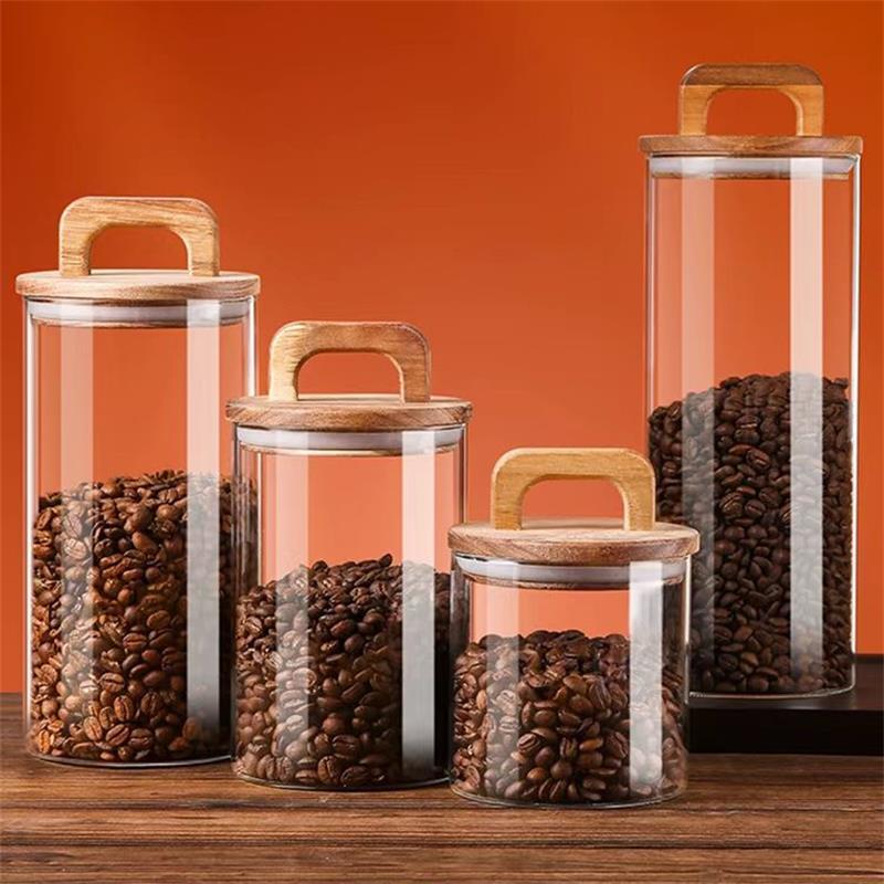 Food Storage Glass Containers - Stoples kaca bening dengan tutup bambu