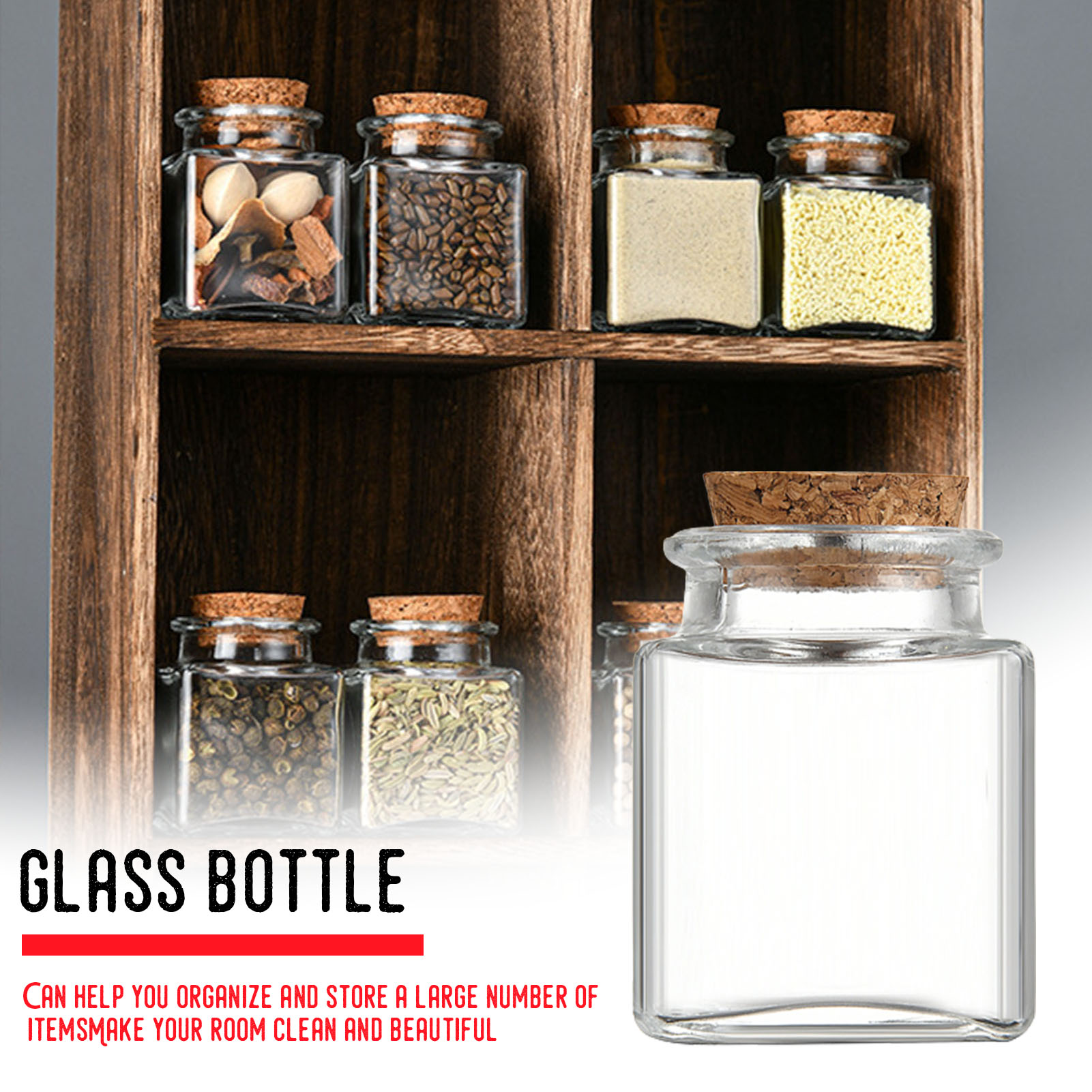 Food Storage Glass Containers - 1/5/10 Buah Stoples Penyimpanan Kaca Organizer