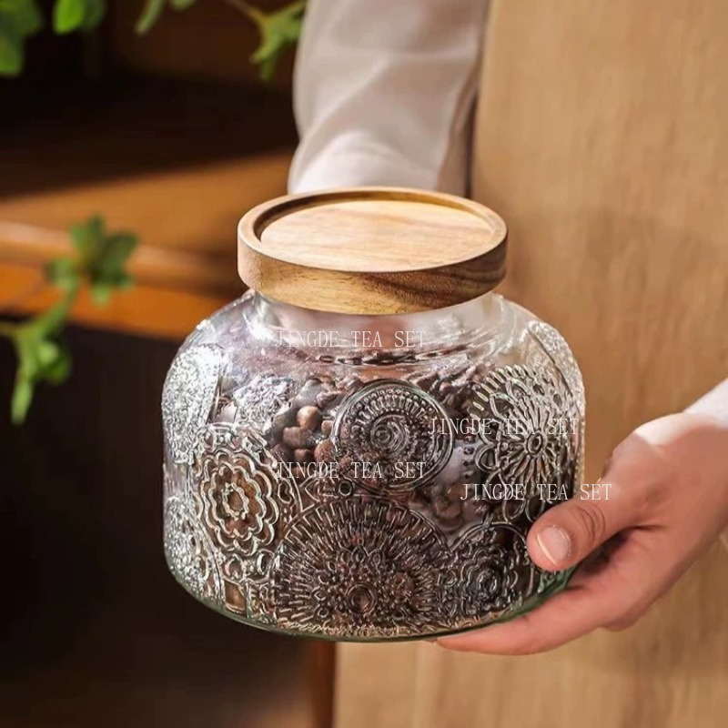 Food Storage Glass Containers - Stoples Penyimpanan Kaca Berpola Embos dengan