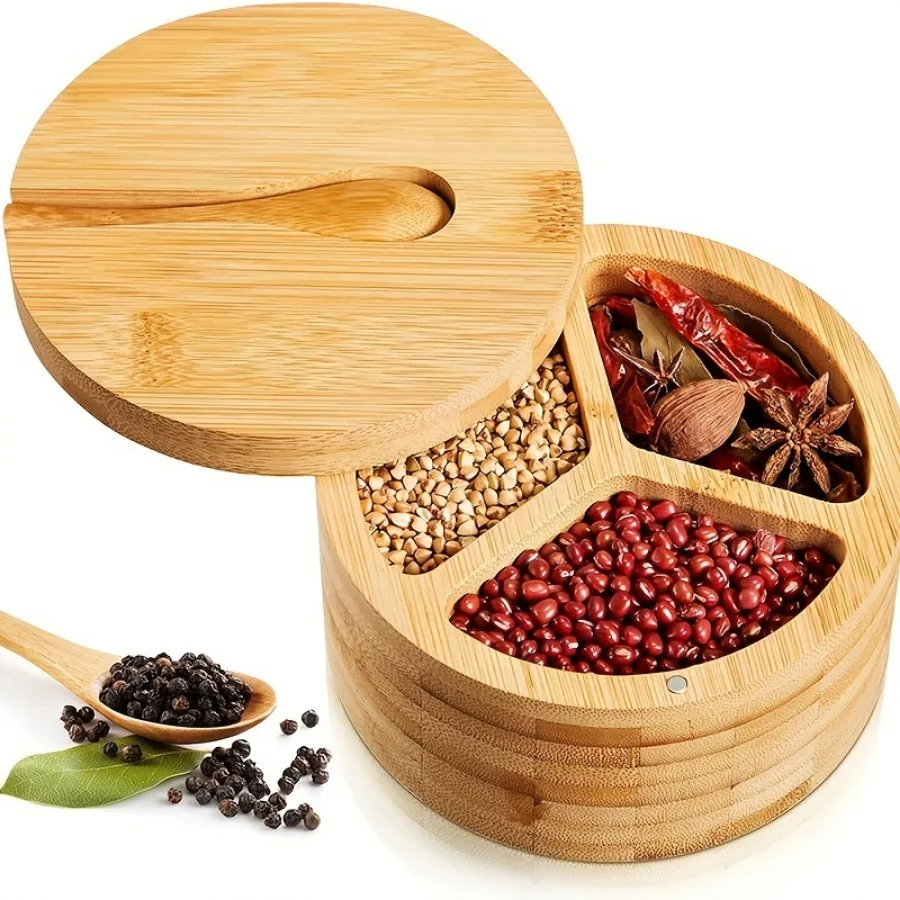 Toples Bumbu Kayu Berlapis Bam - Herb Keeper Container ulasan dan harga