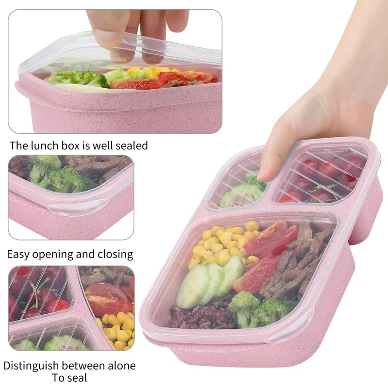 1-3pcs Set Kotak Makan Bento 3 - Food Storage With Compartments ulasan dan harga