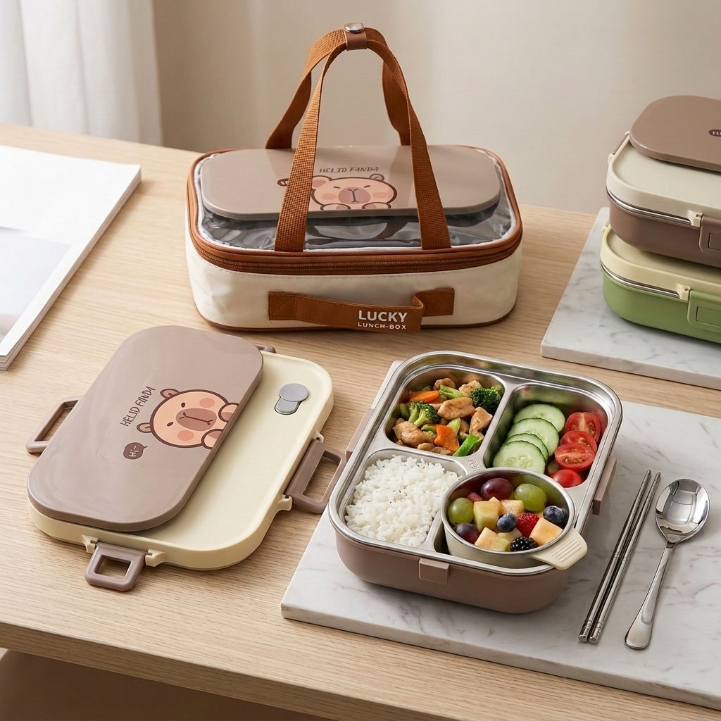 Set Kotak Makan Siang Bento St - Food Storage With Compartments ulasan dan harga