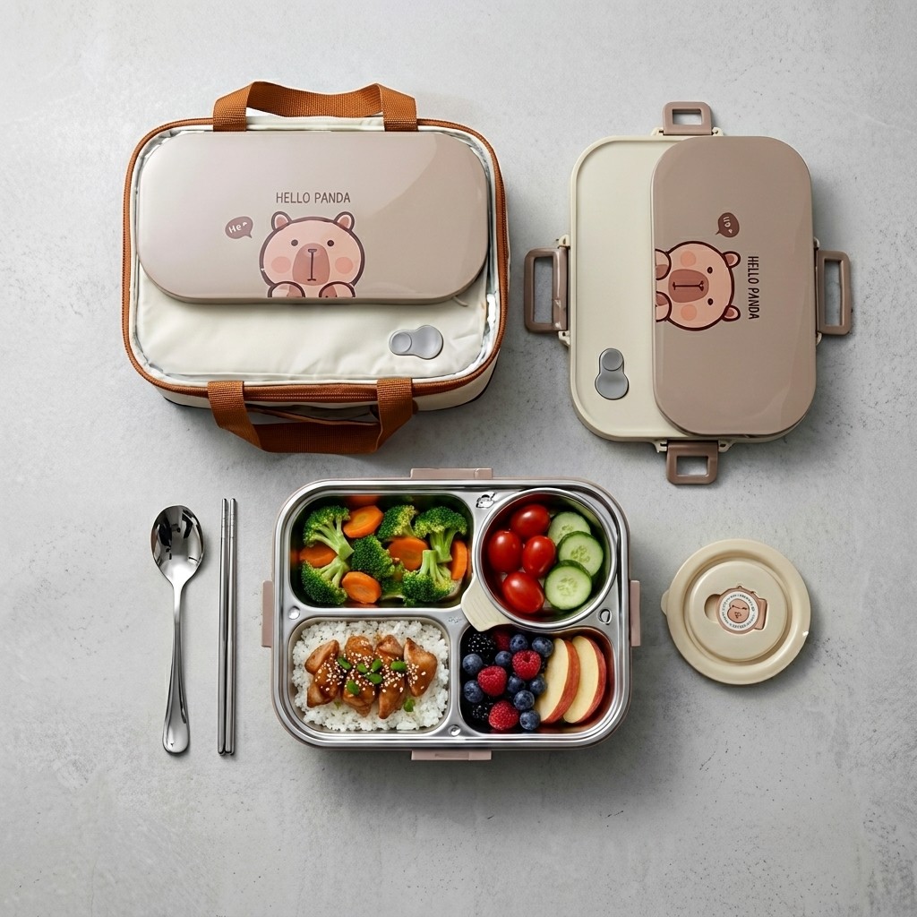 Set Kotak Makan Siang Bento St - Food Storage With Compartments ulasan dan harga