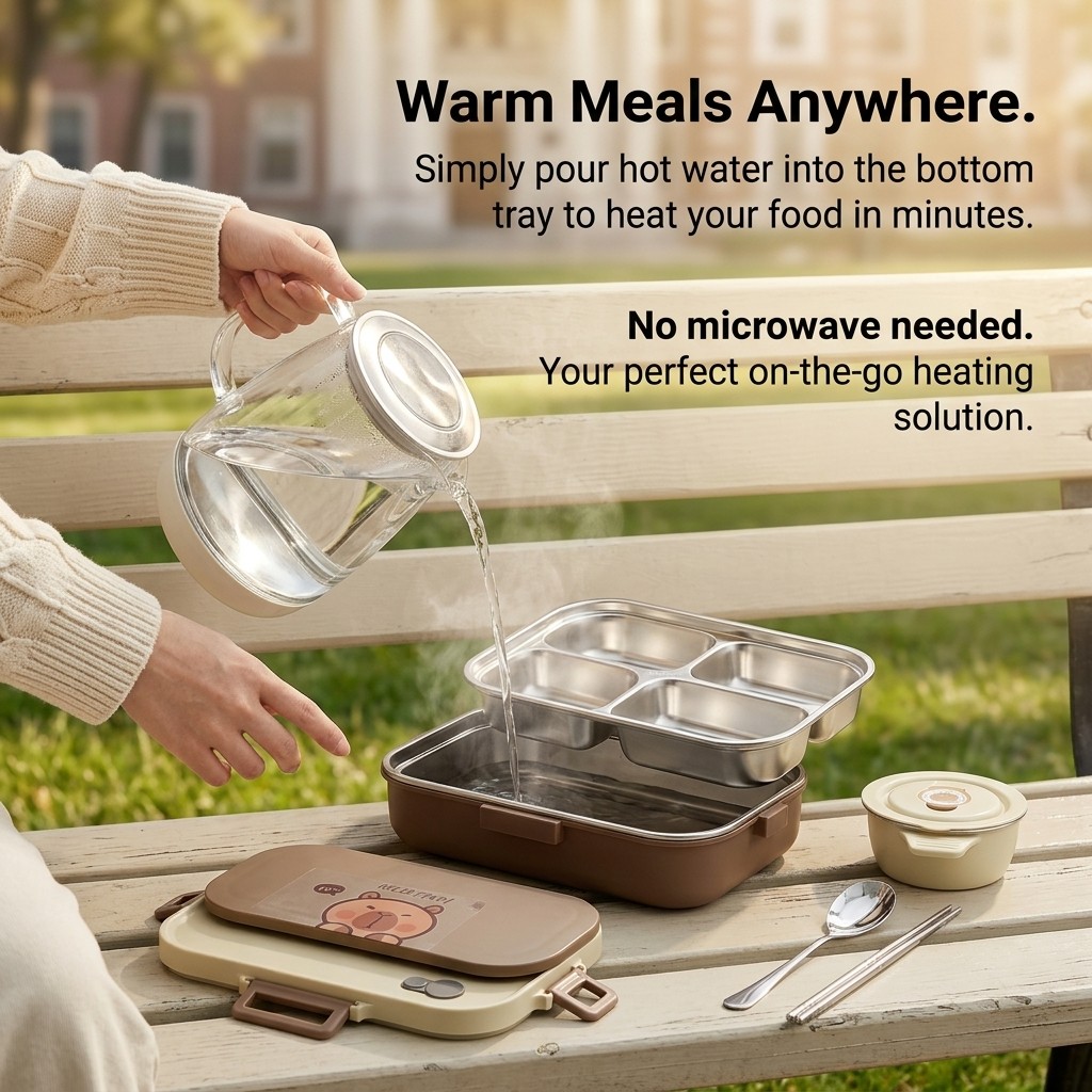 Set Kotak Makan Siang Bento St - Food Storage With Compartments ulasan dan harga